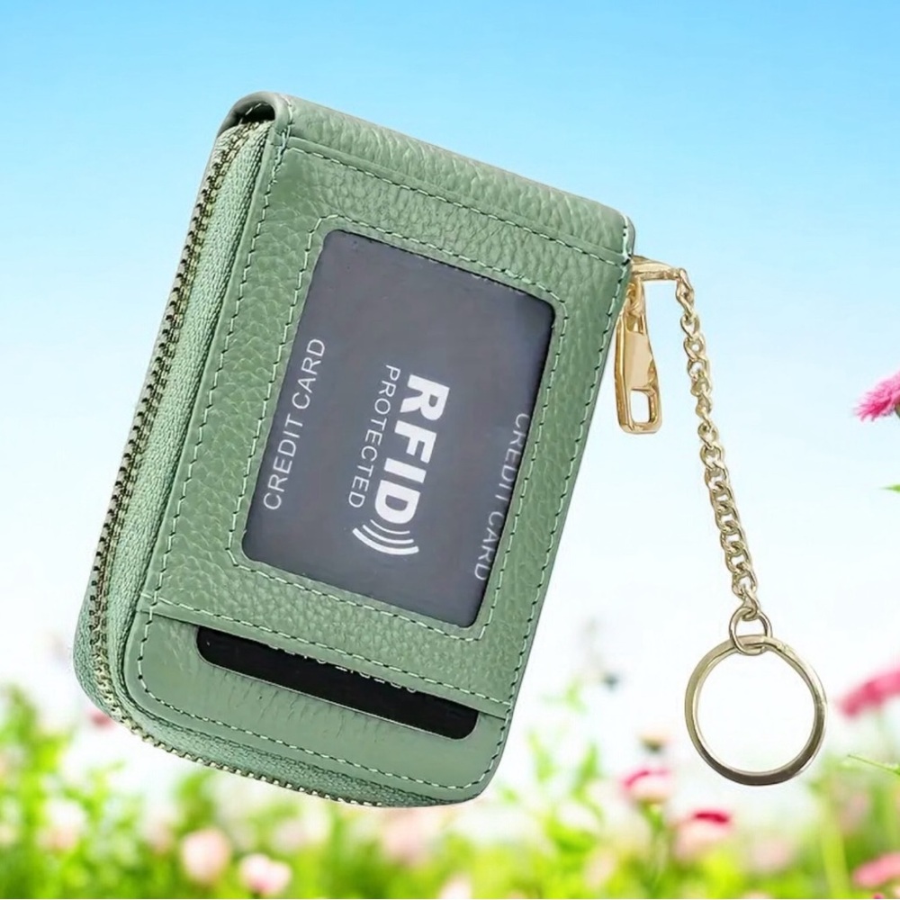 Elegant grass green card key wallet